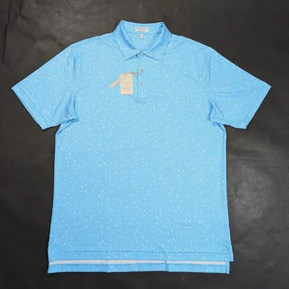 Peter Millar Crown Sport Sailing Away Print Summer Comfort Polo Size L 2XL $110 - Picture 2 of 7